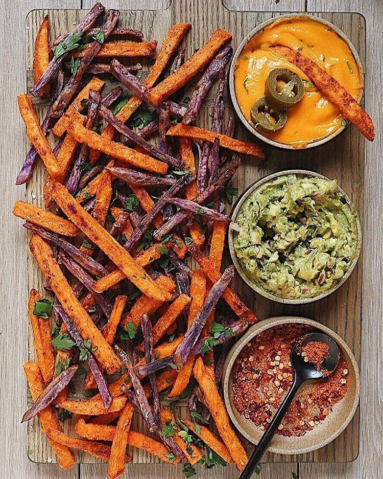 Baked Sweet Potato and Purple Fries
