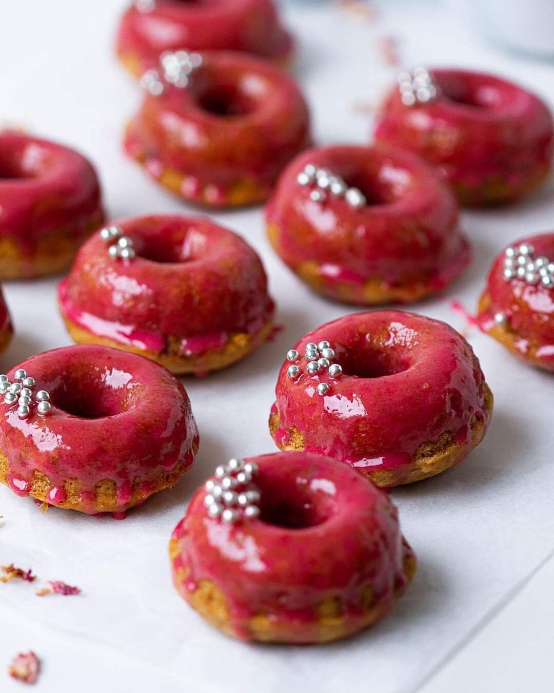 Vegan Baked Donuts with Raspberry Glaze