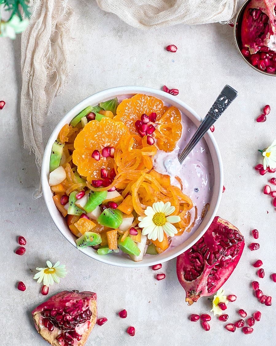 Fresh Fruit Bowl with Yogurt and Compote