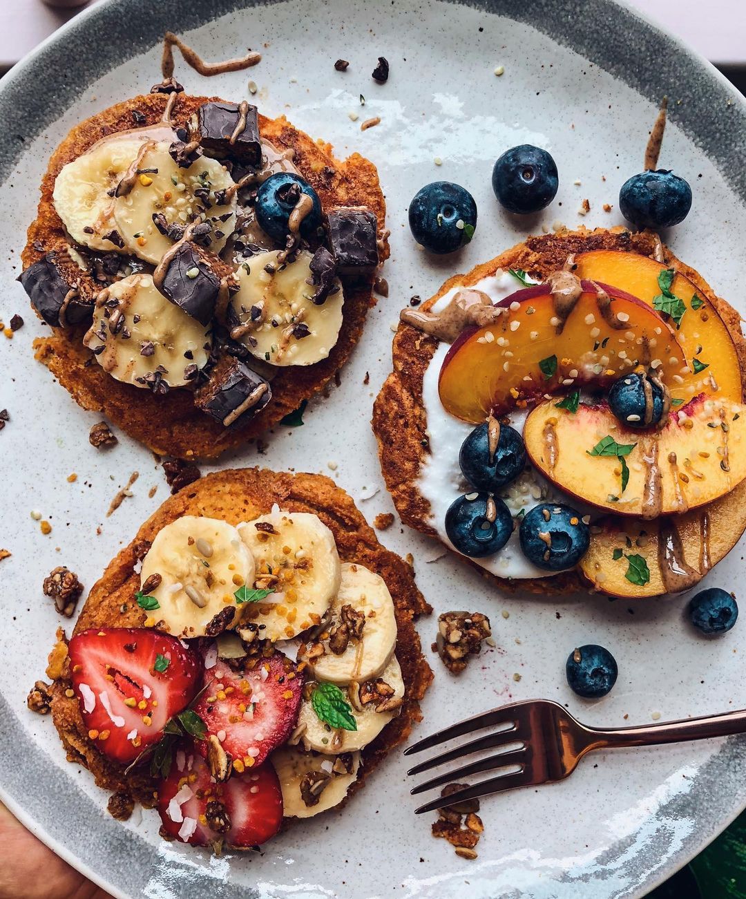 Toasted Sweet Potato Pancakes with Toppings