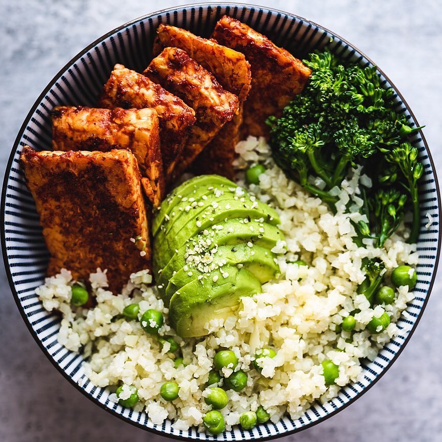 BBQ Tempeh Cauliflower Rice Bowl