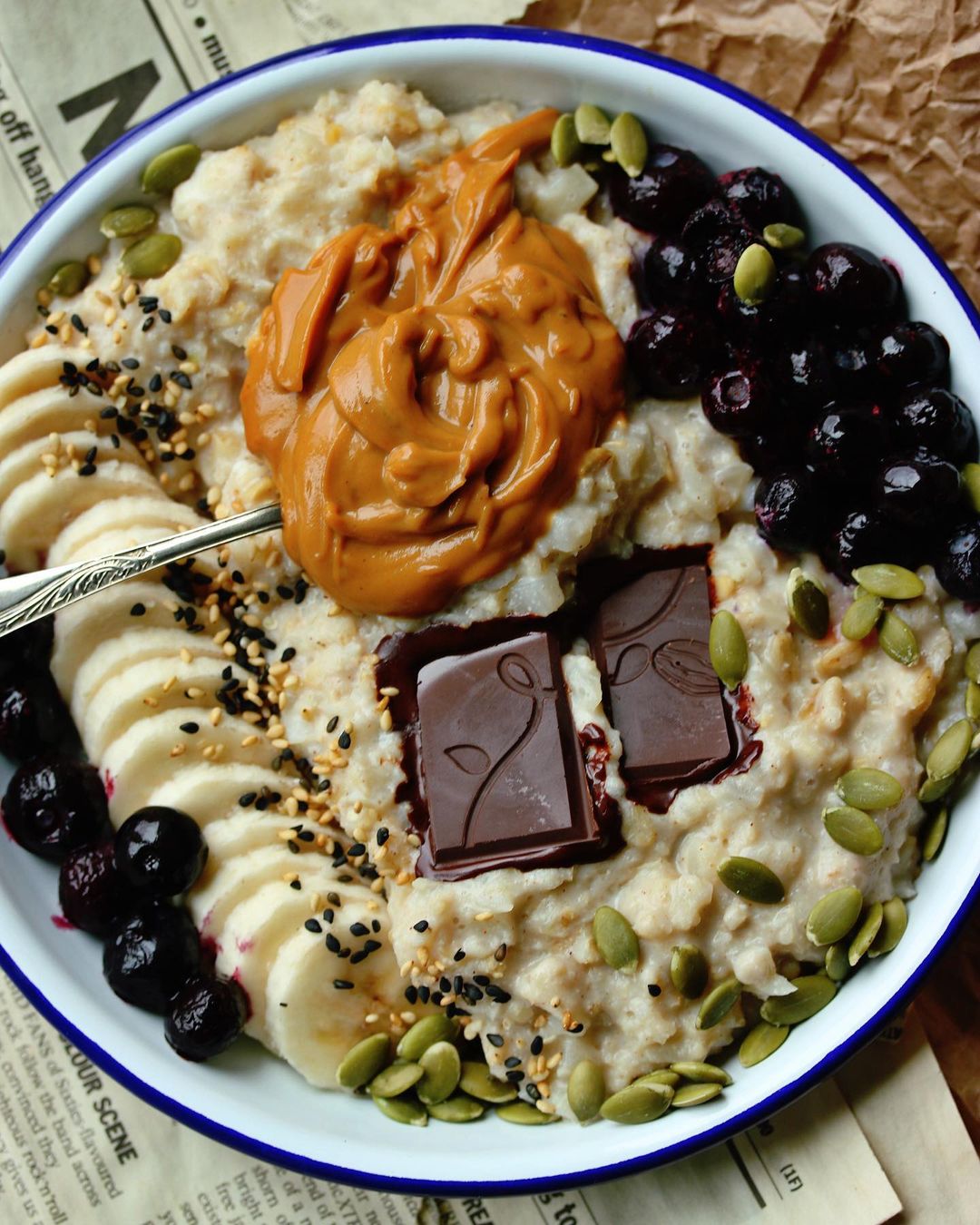 Creamy Vanilla Oatmeal with Miso Caramel Topping