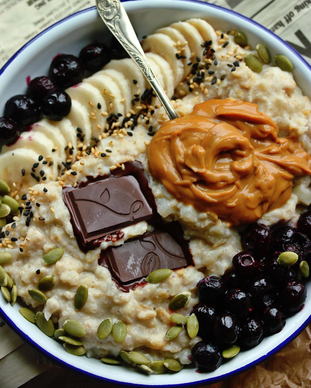 Creamy Vanilla Oatmeal with Miso Caramel Topping