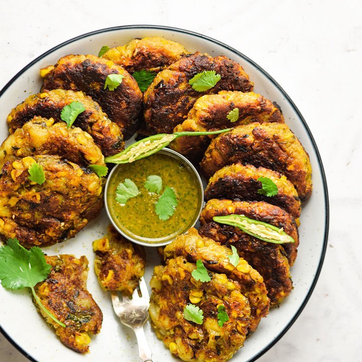 Spicy Indian Corn and Potato Tikkis