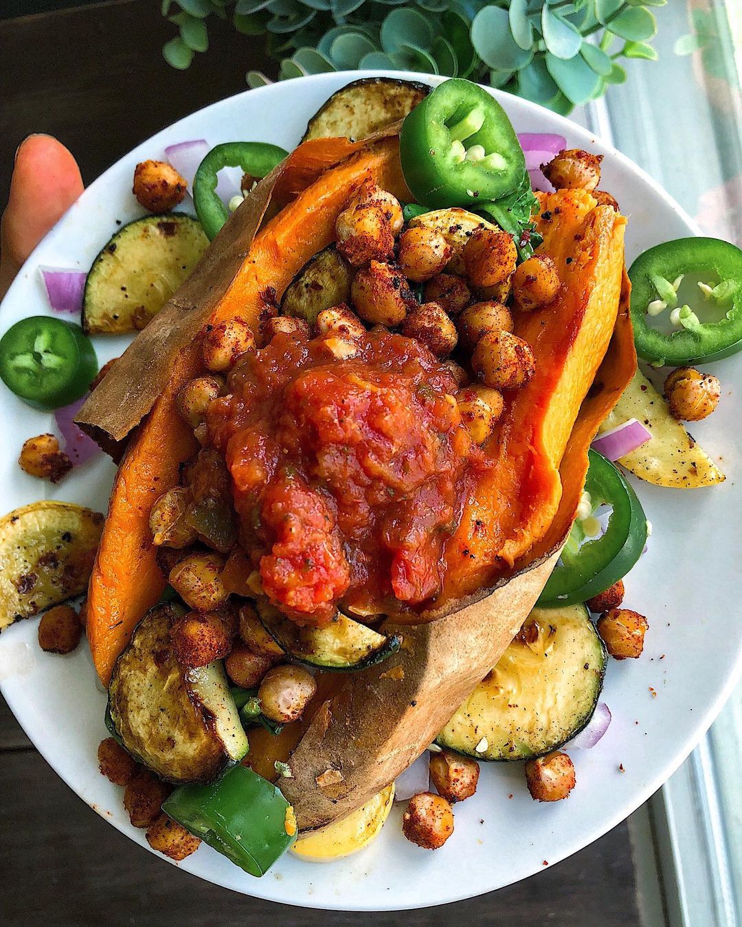 Spicy Chickpea Stuffed Sweet Potato