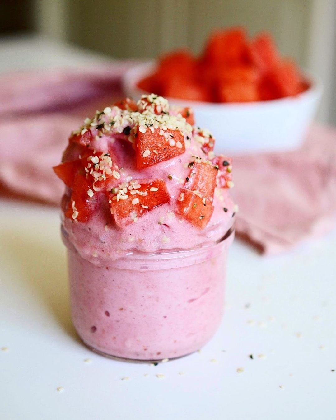 Banana Smoothie Parfait with Watermelon