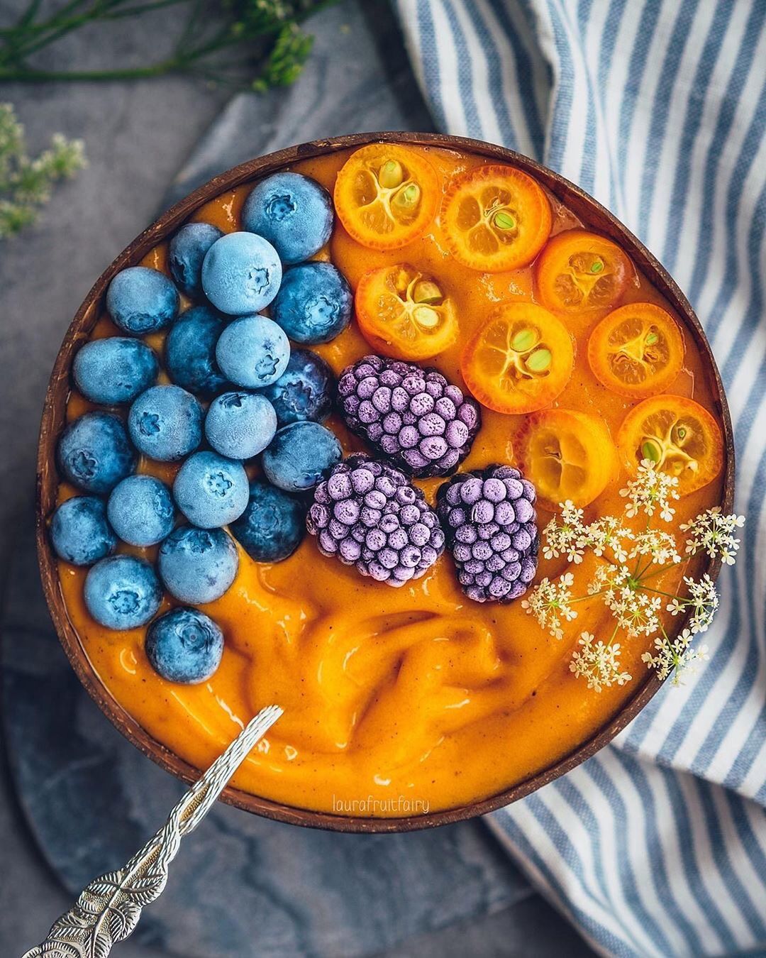 Sunshine Bowl with Bananas, Papaya, Berries, and Kumquat