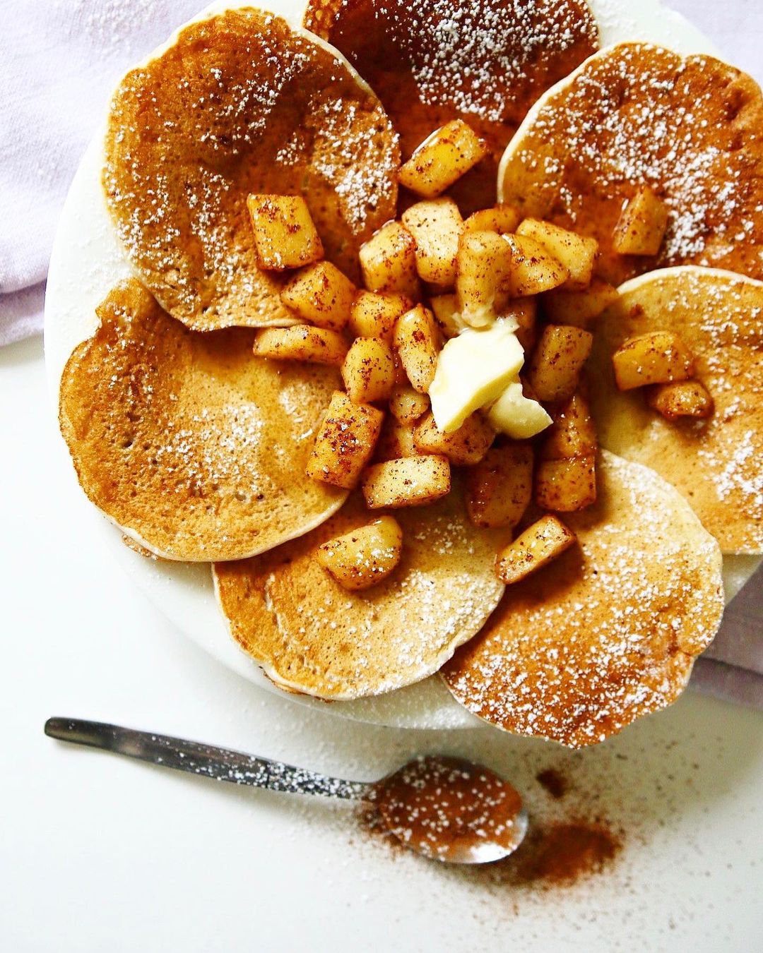 Vegan Banana Pancakes with Cinnamon Apples