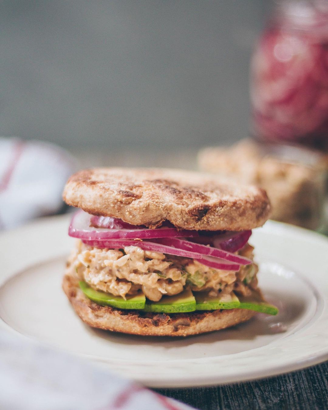 Chickpea Salad Sandwich with Avocado and Onions