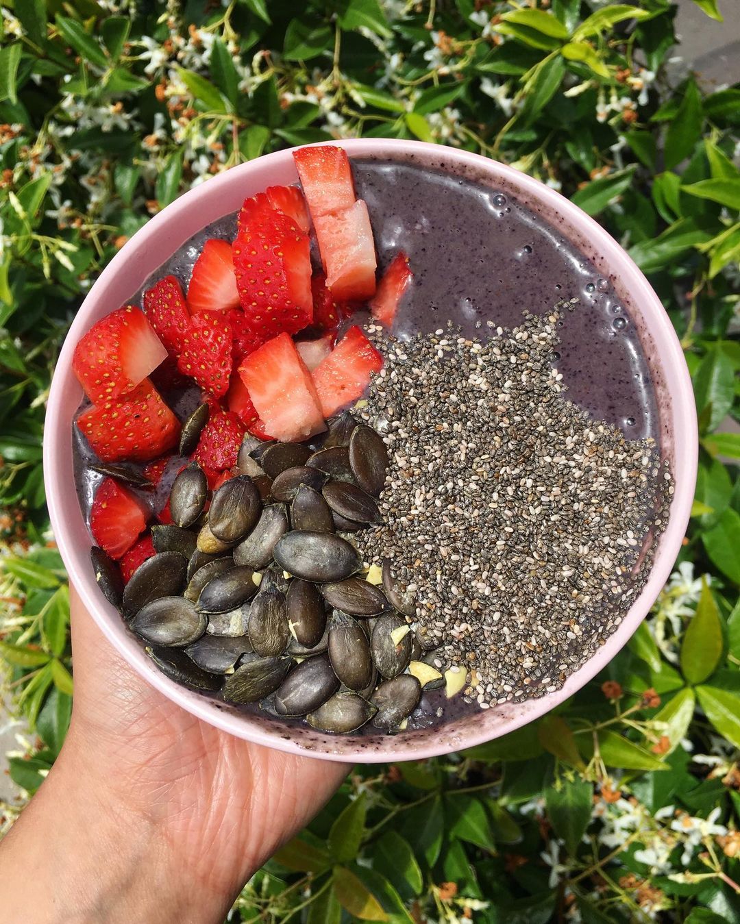 Banana Blueberry Almond Butter Smoothie Bowl