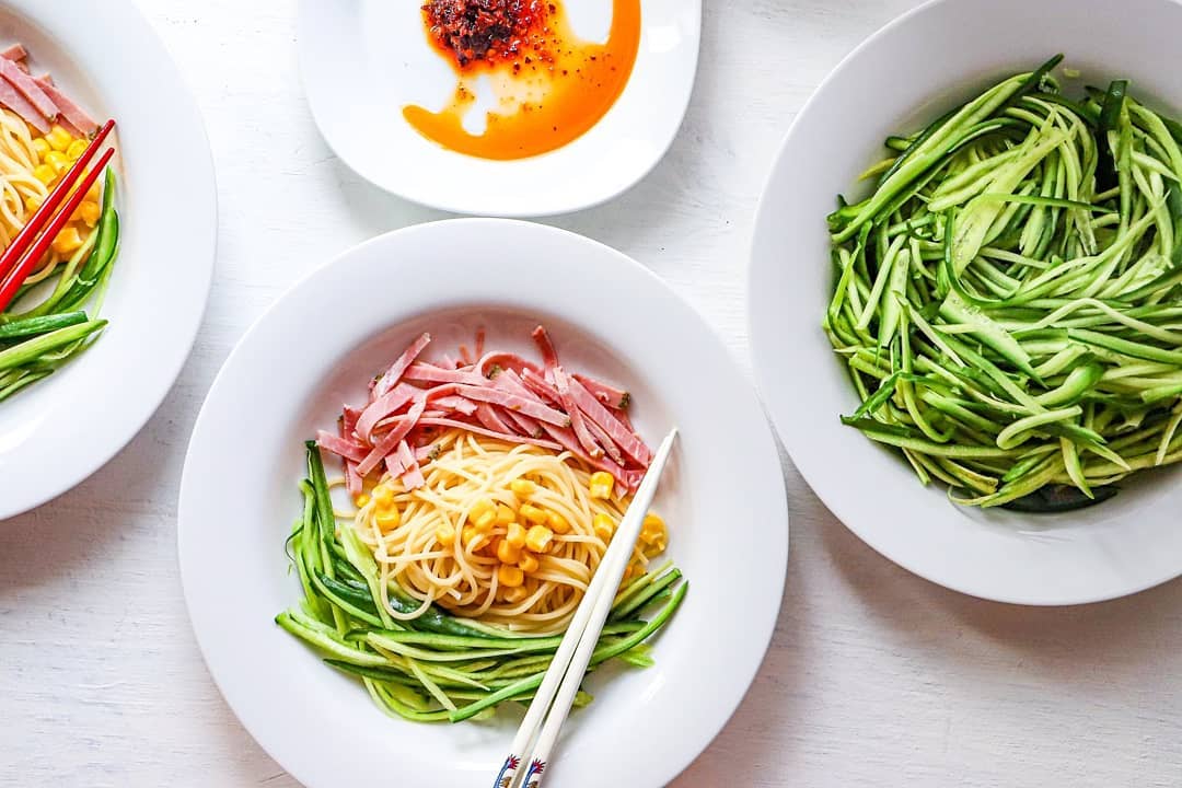 Cold Noodle Salad with Tahini Chili Sauce