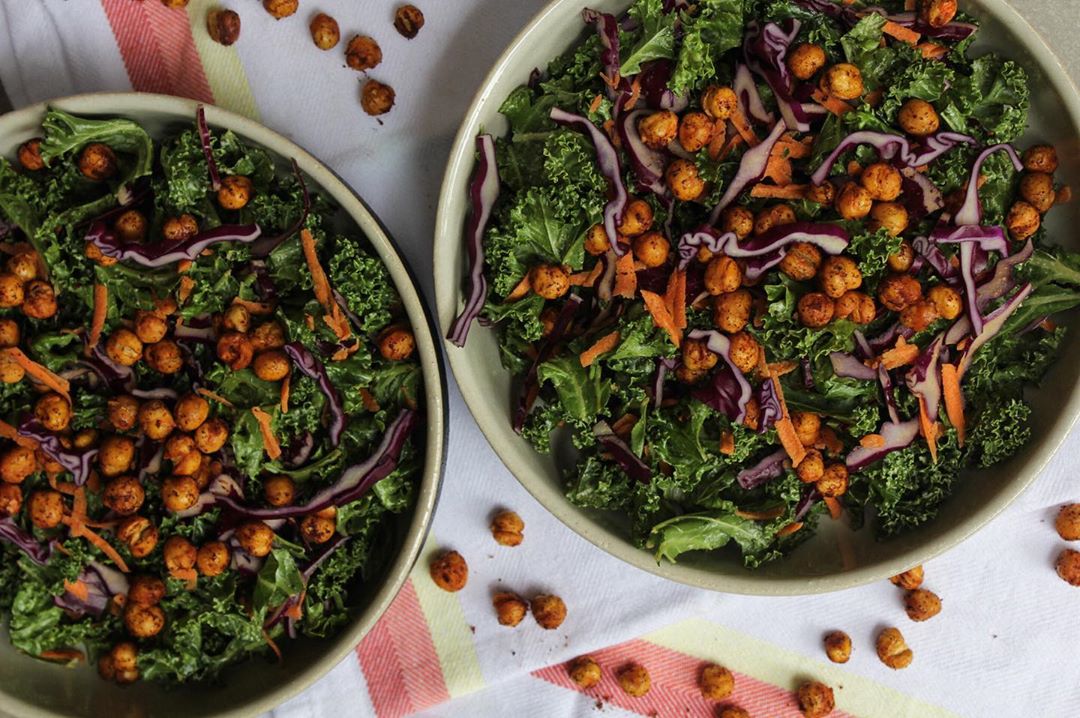 Kale and Chickpea Salad with Tahini