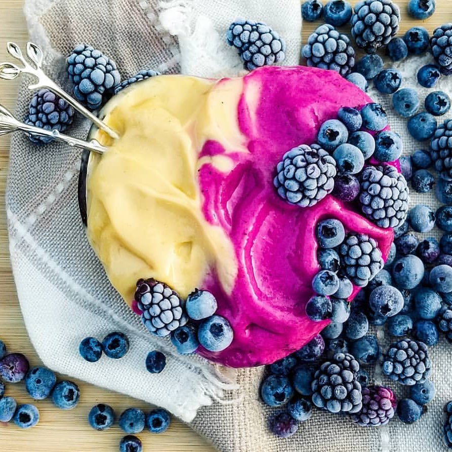 Pink and Yellow Fruit Smoothies