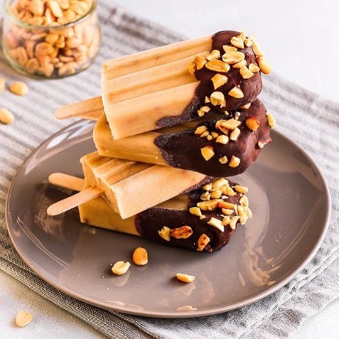 Healthy Snickers Popsicles with Peanut Butter