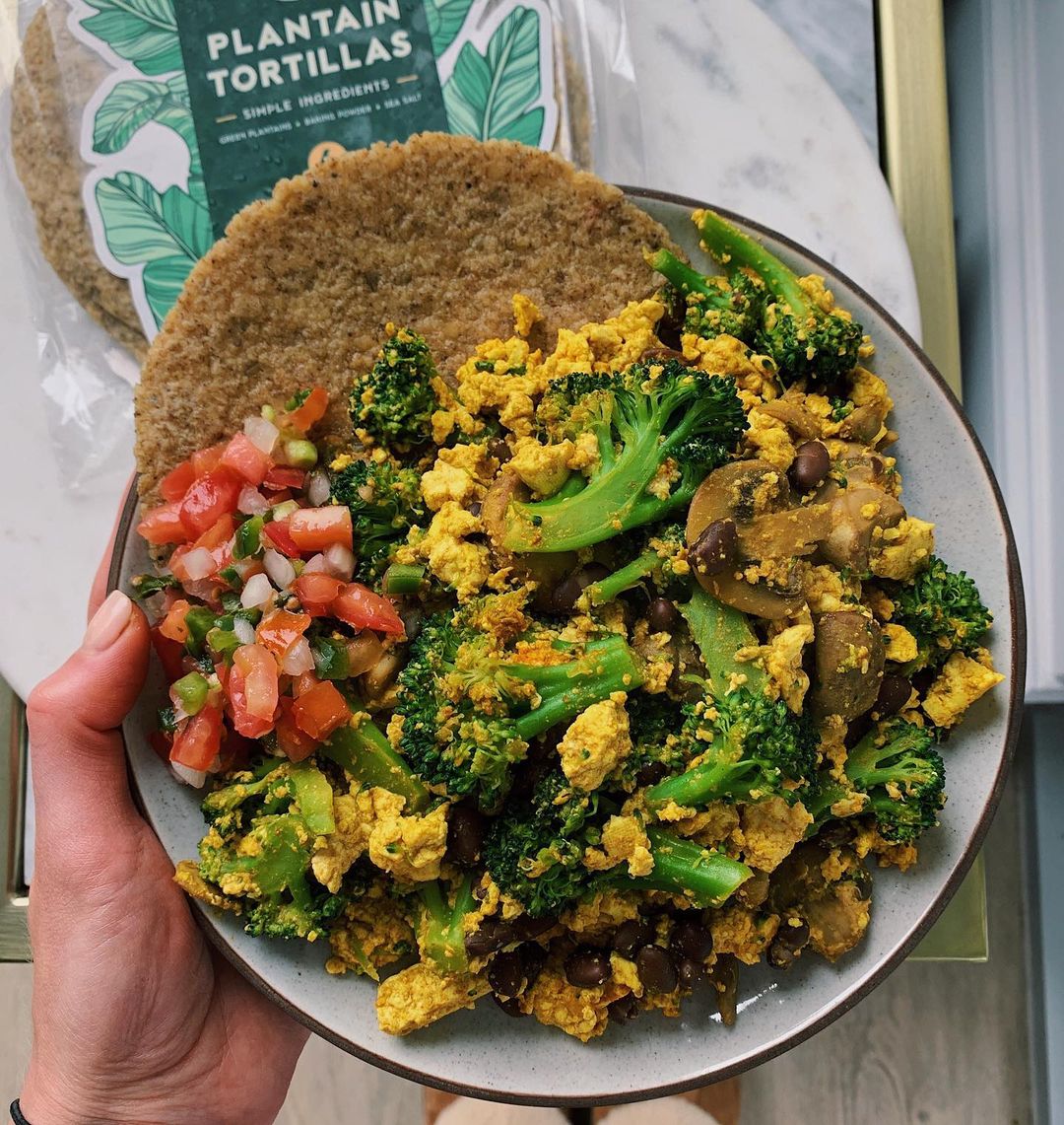 Vegan Mexican-Style Tofu Scramble W/ Plantain Tortillas