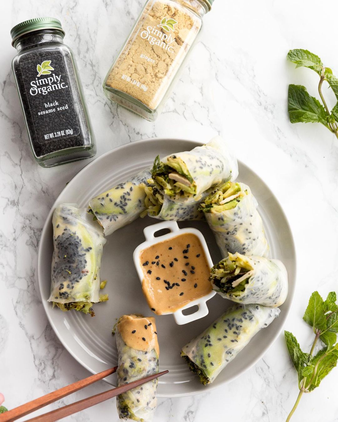 Ginger Charred Broccoli and Tofu Sesame Rolls