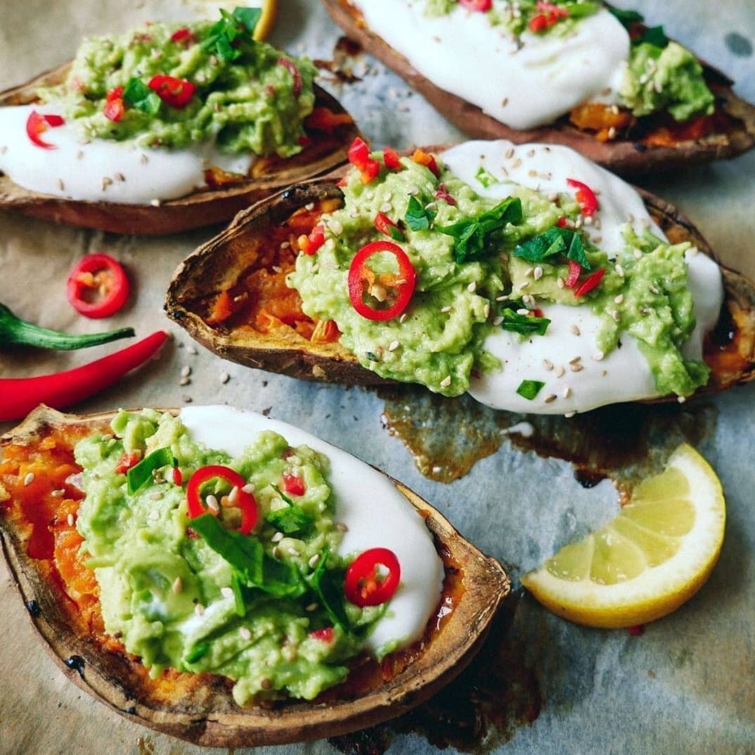 Crispy Loaded Sweet Potatoes with Avocado