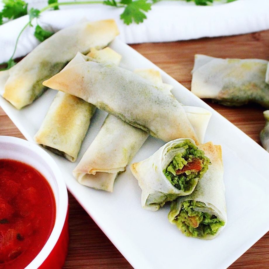 Crispy Baked Guacamole Spring Rolls