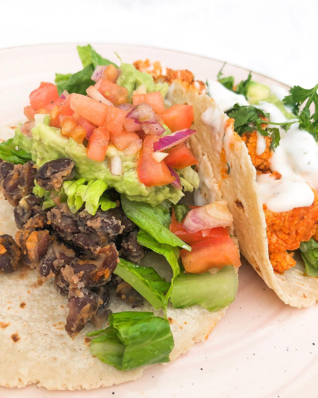 Buffalo Cauliflower and Black Bean Tacos
