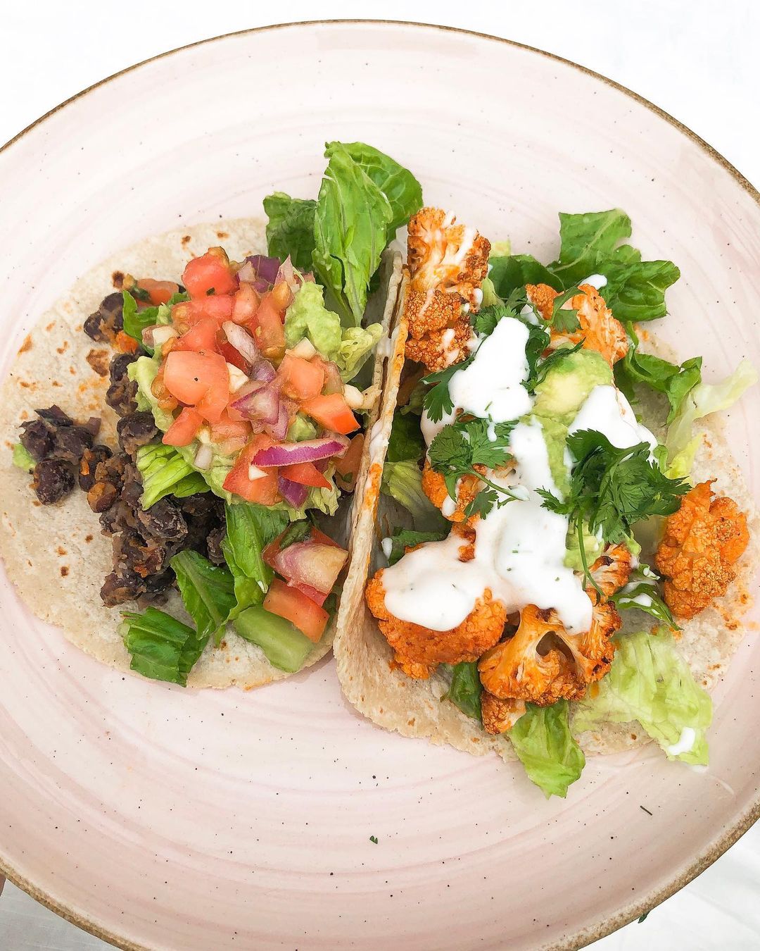 Buffalo Cauliflower and Black Bean Tacos