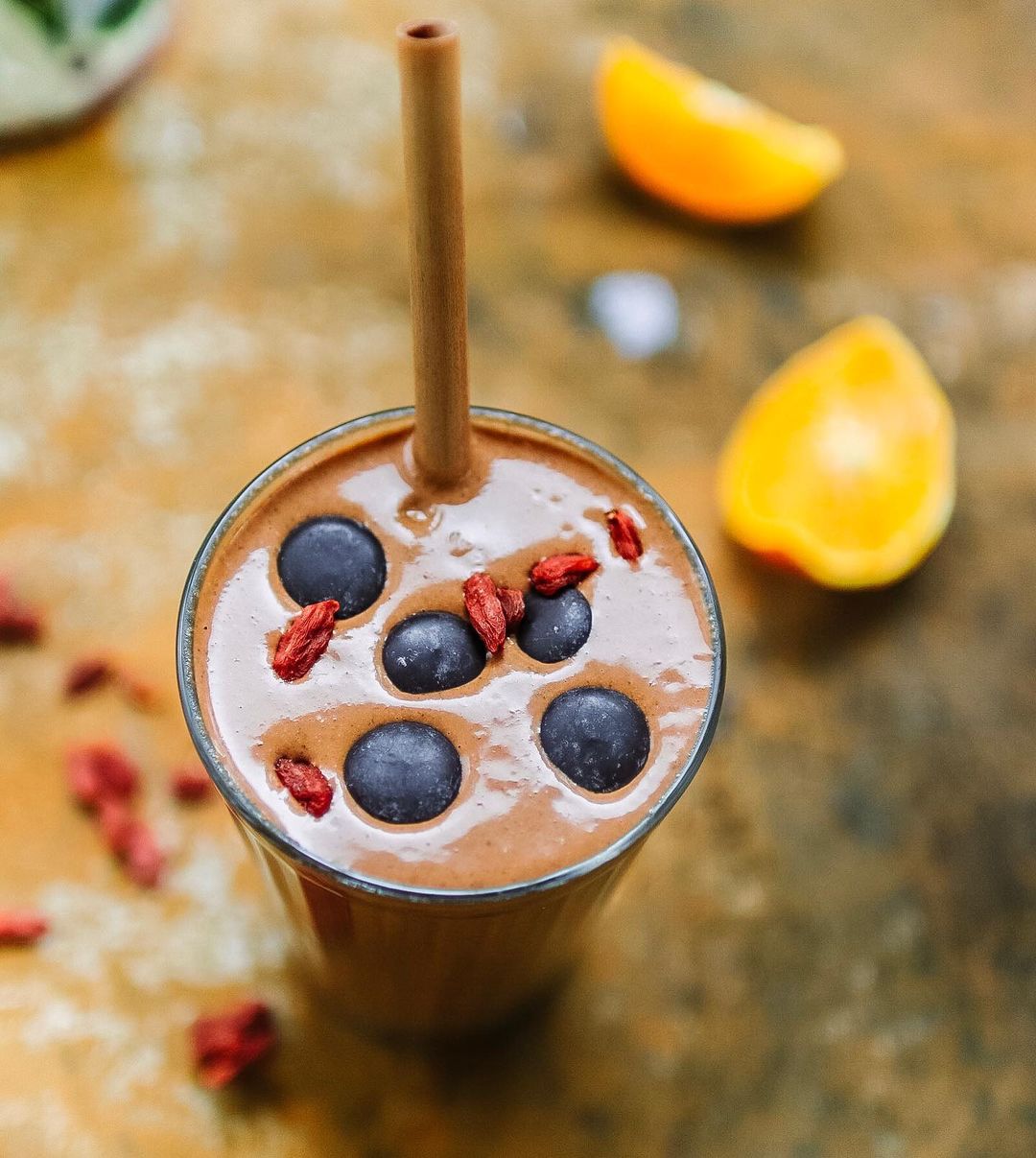 Thick Chocolatey Smoothie with Orange Cacao and Goji