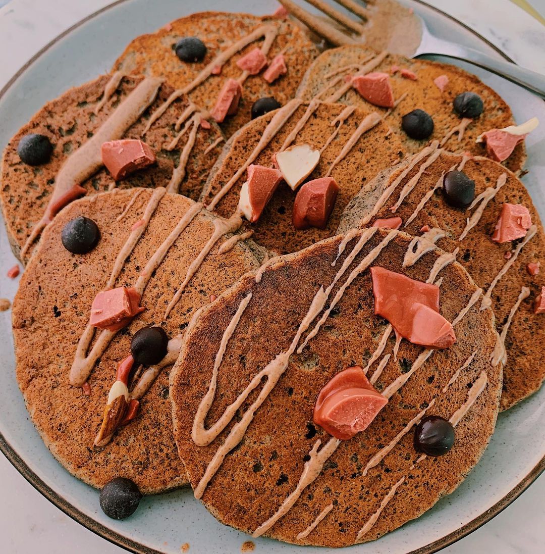 Vegan Strawberry Protein Pancakes