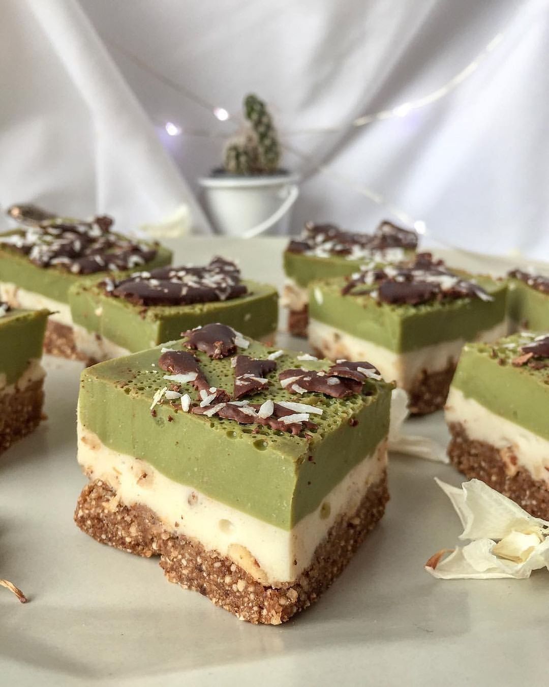 Coconut Matcha Cakes with Agar Agar Layers