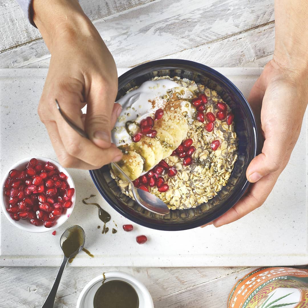 CHIAful Overnight Oats with Green Gold Swirl