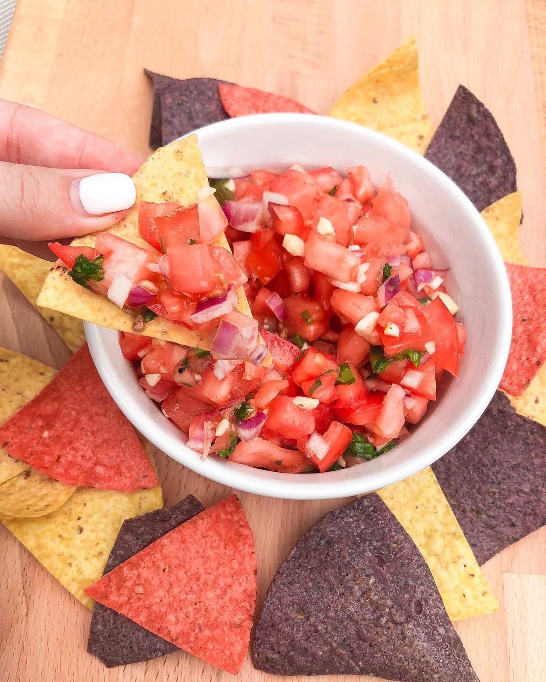 Fresh Homemade Salsa with Tomatoes and Basil