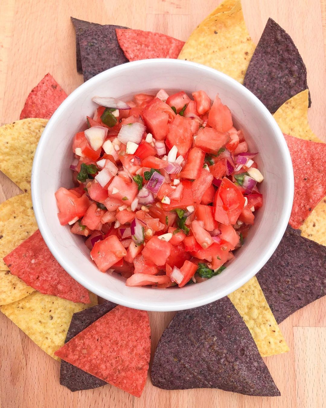 Fresh Homemade Salsa with Tomatoes and Basil
