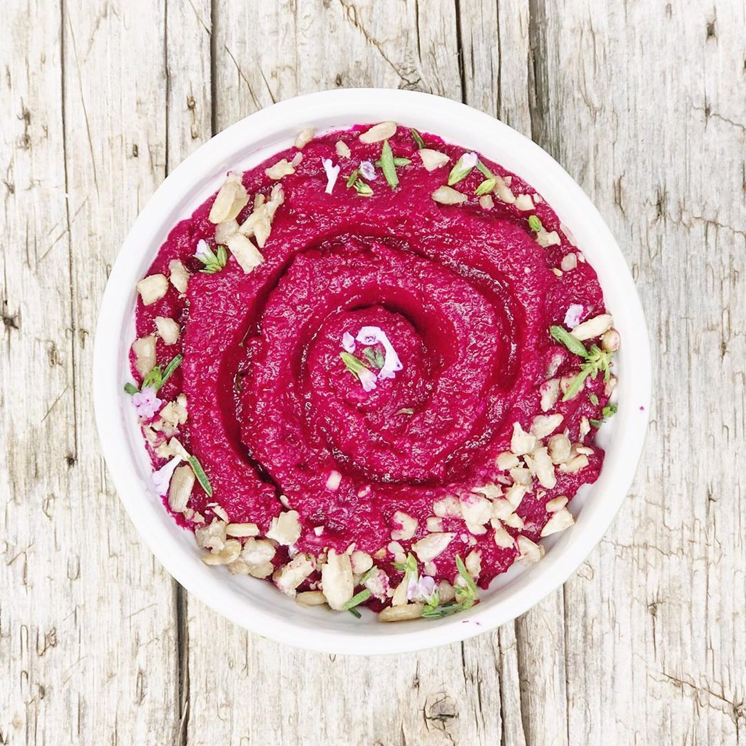 Beetroot Hummus with Roasted Beets and Garlic