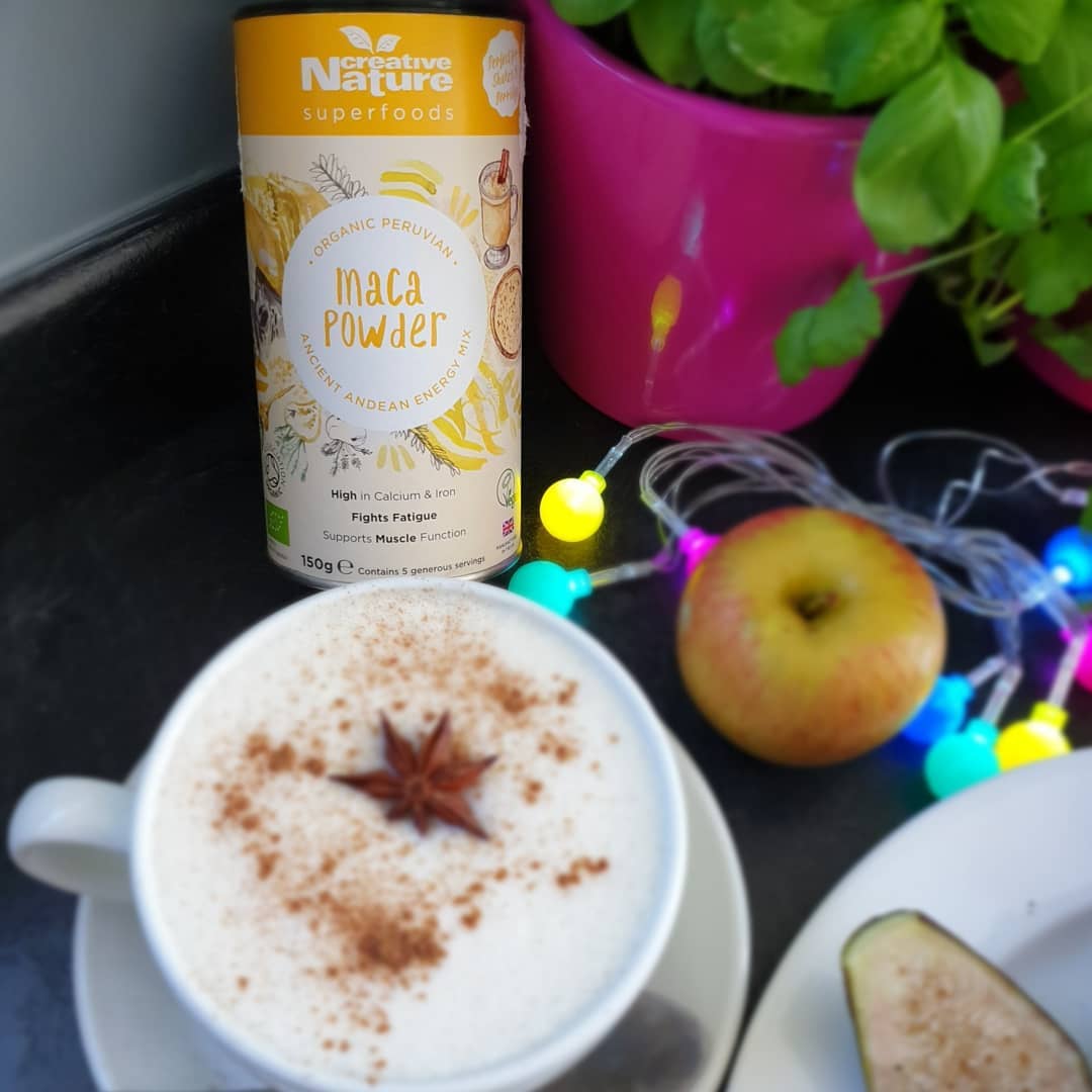 Wholegrain Acai Coconut Pancakes with Maca Latte