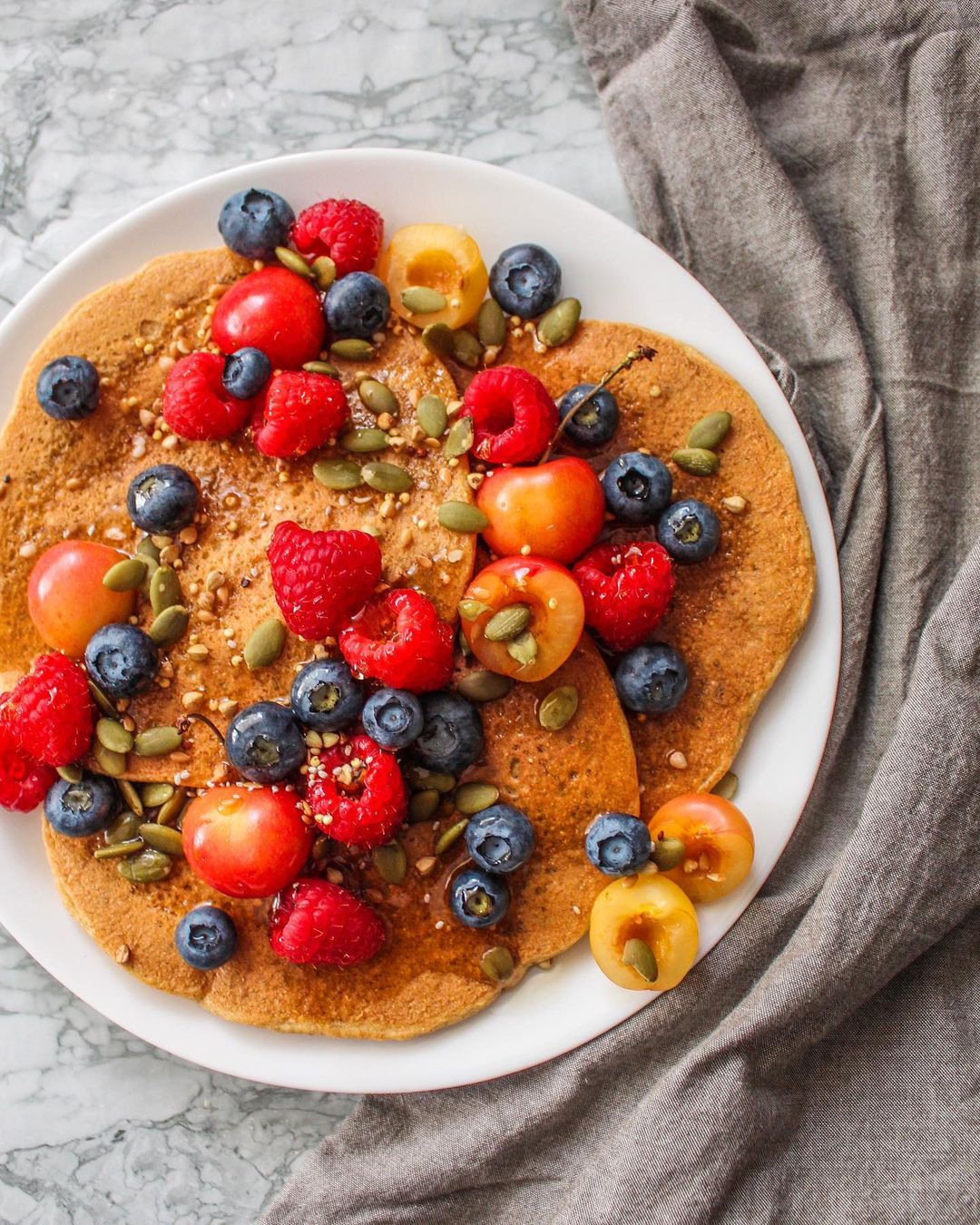 Homemade Cornmeal Pancakes with Banana and Spices