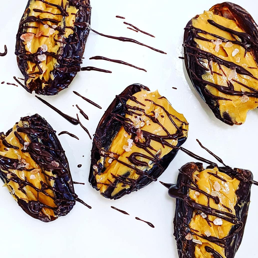 Healthy Peanut Butter Stuffed Dates with Chocolate Drizzle