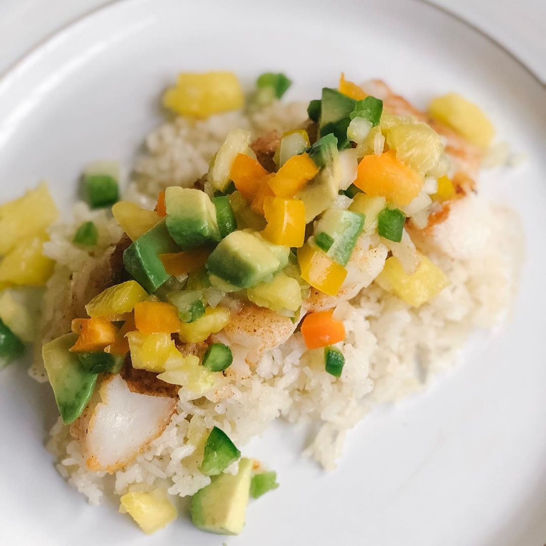 Fresh Pineapple Salsa with Blackened Cod