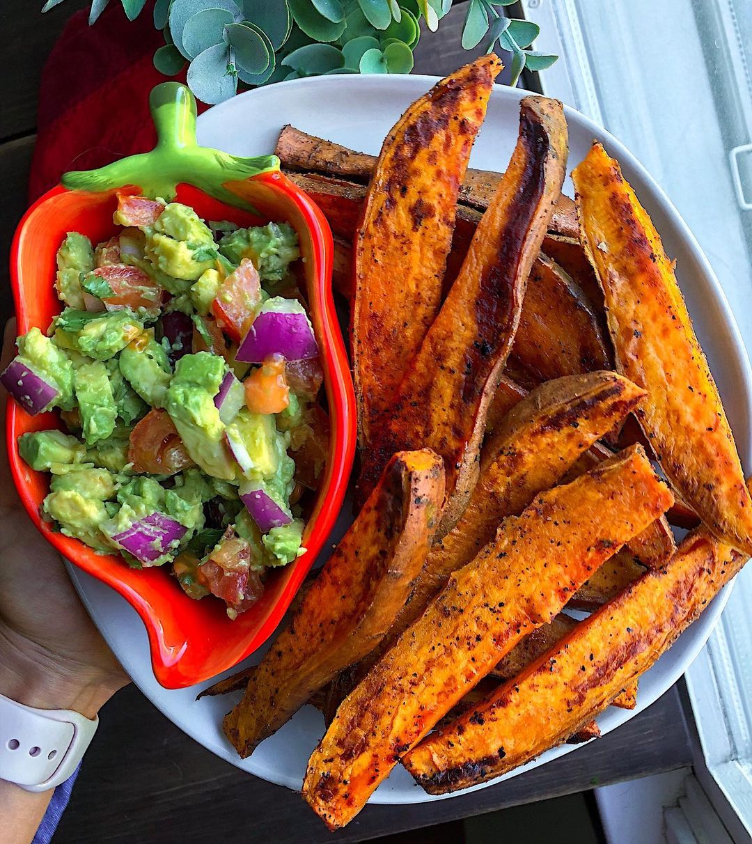 Taco Sweet Potato Fries with Guacamole