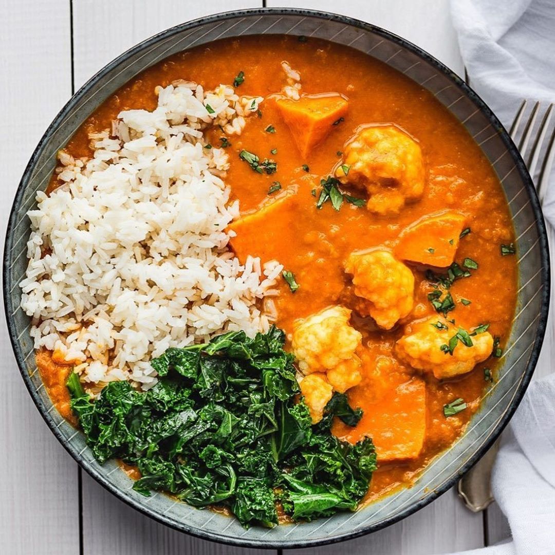 Cauliflower Sweet Potato Red Lentil Curry