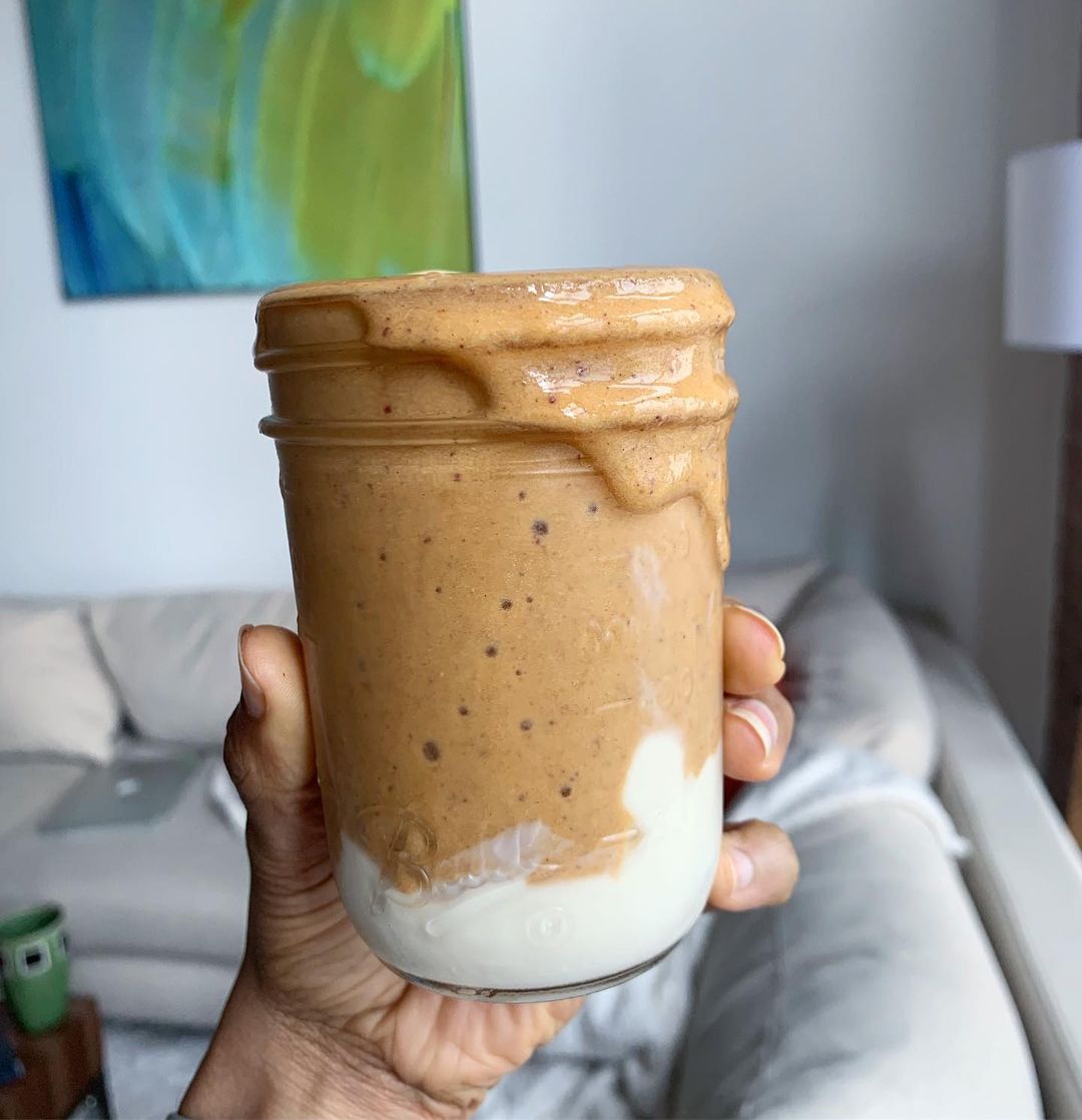High Protein Peaches and Cream Smoothie