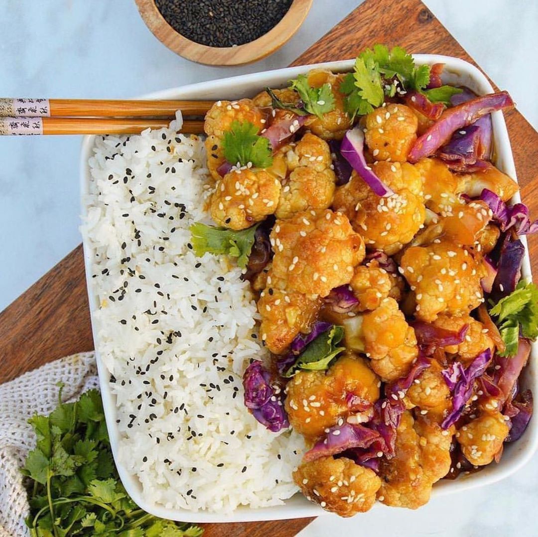 Vegan Cauliflower Orange Chicken