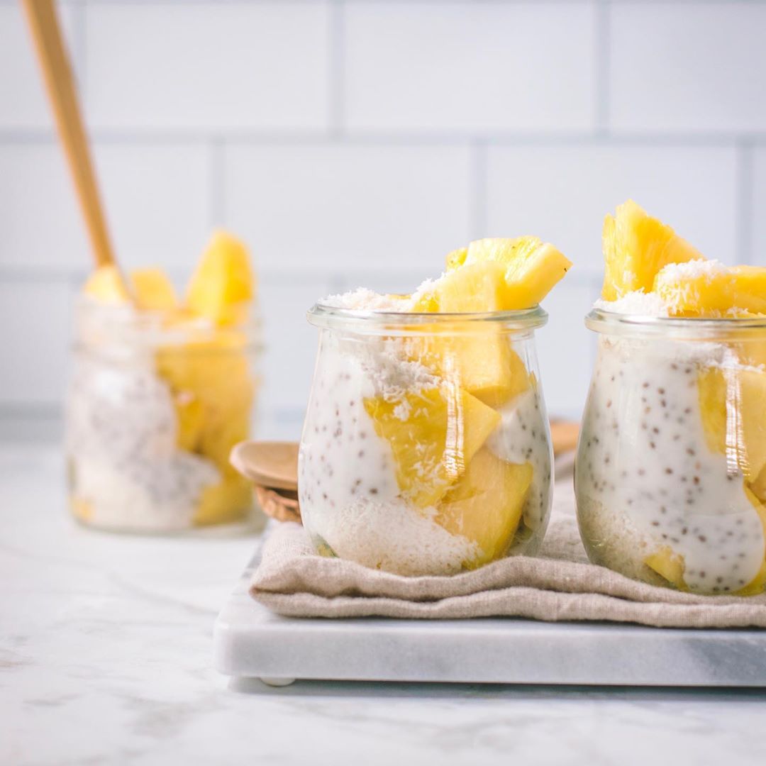 Pineapple Coconut Chia Yogurt Jars