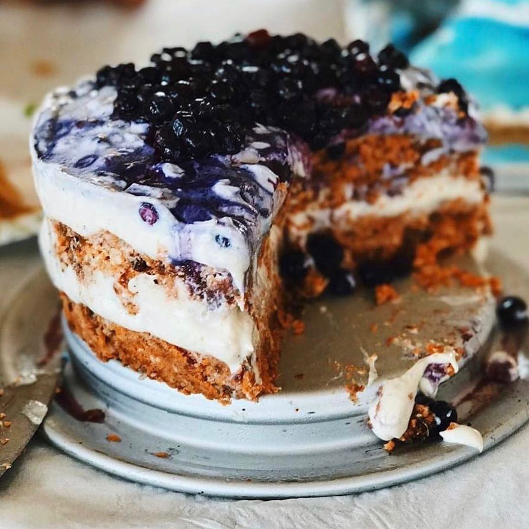 Vegan Carrot Cake with Wild Blueberry Cream Frosting