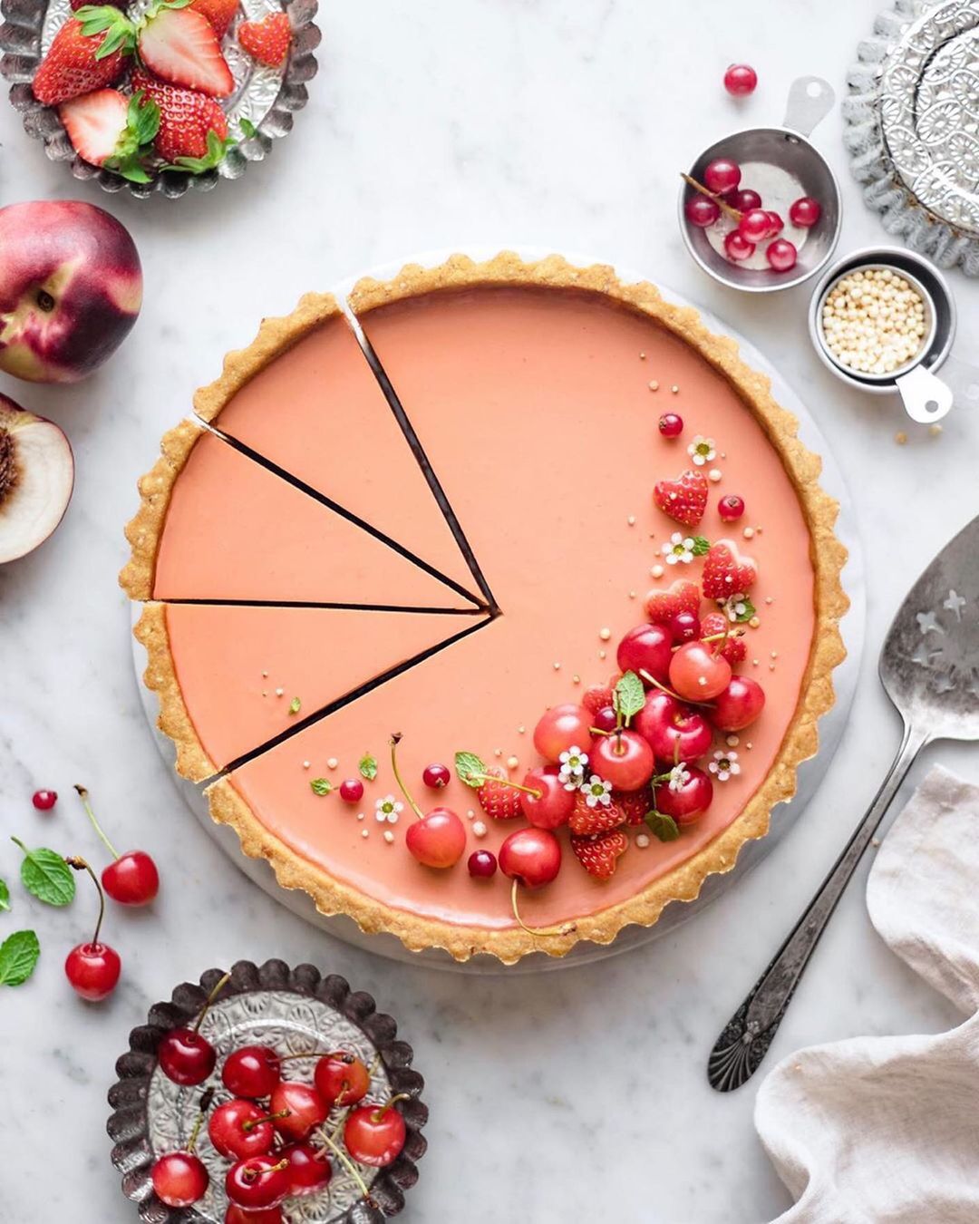 Strawberry Peach Tart with Wholemeal-Almond Crust