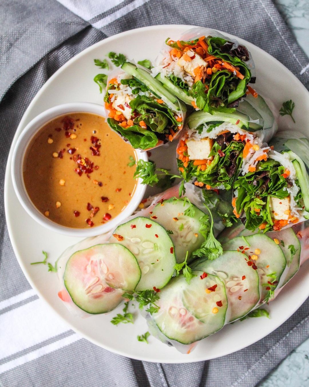 Fresh Vegetable Spring Rolls with Peanut Sauce