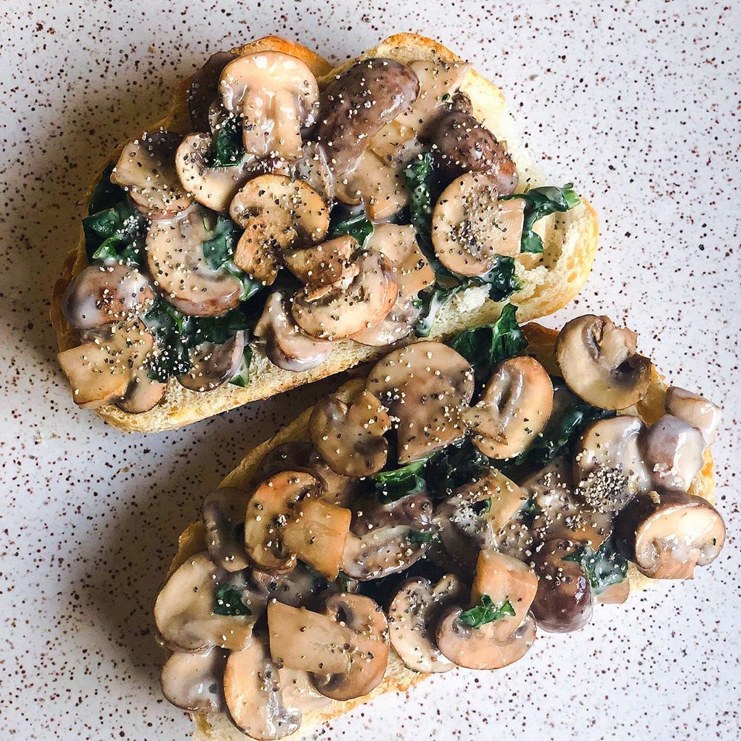 Creamy Sourdough Toast with Mushrooms and Kale