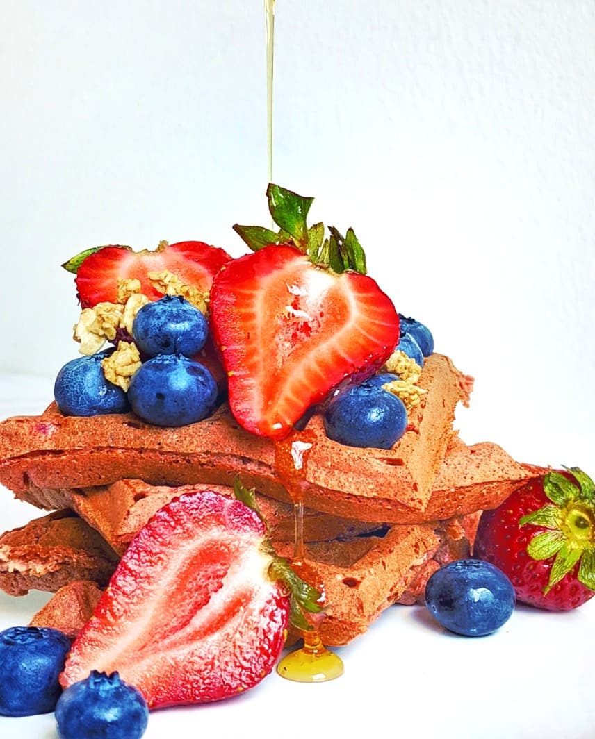 Nutritious Vegan Beet Waffles for Breakfast