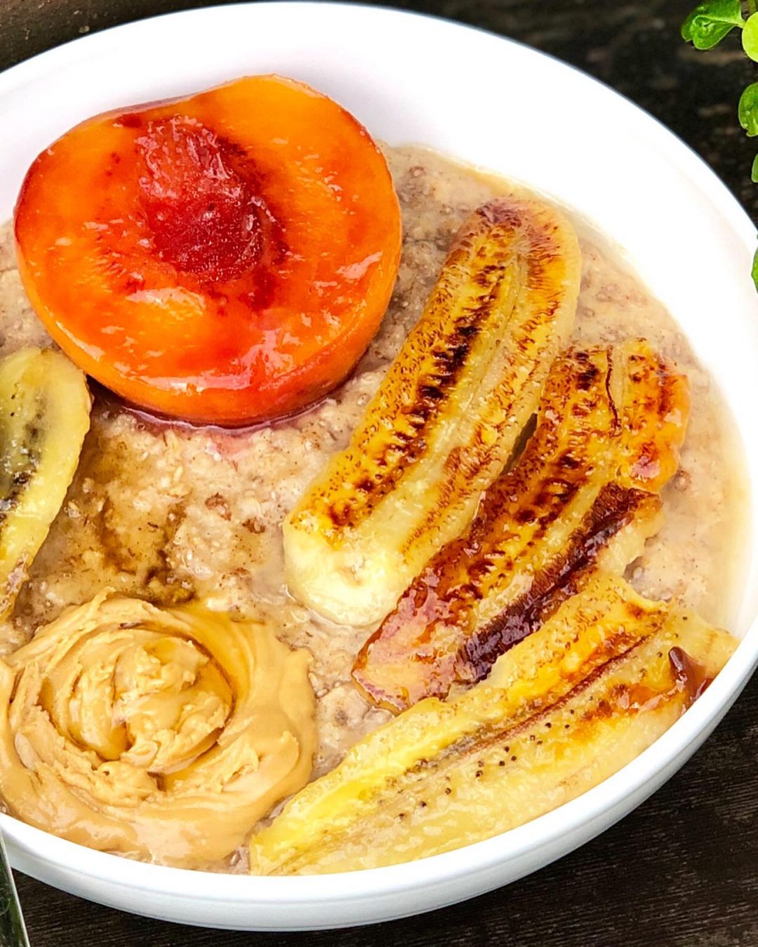 Dreamy Gluten-Free Oatmeal with Caramelized Banana and Peach
