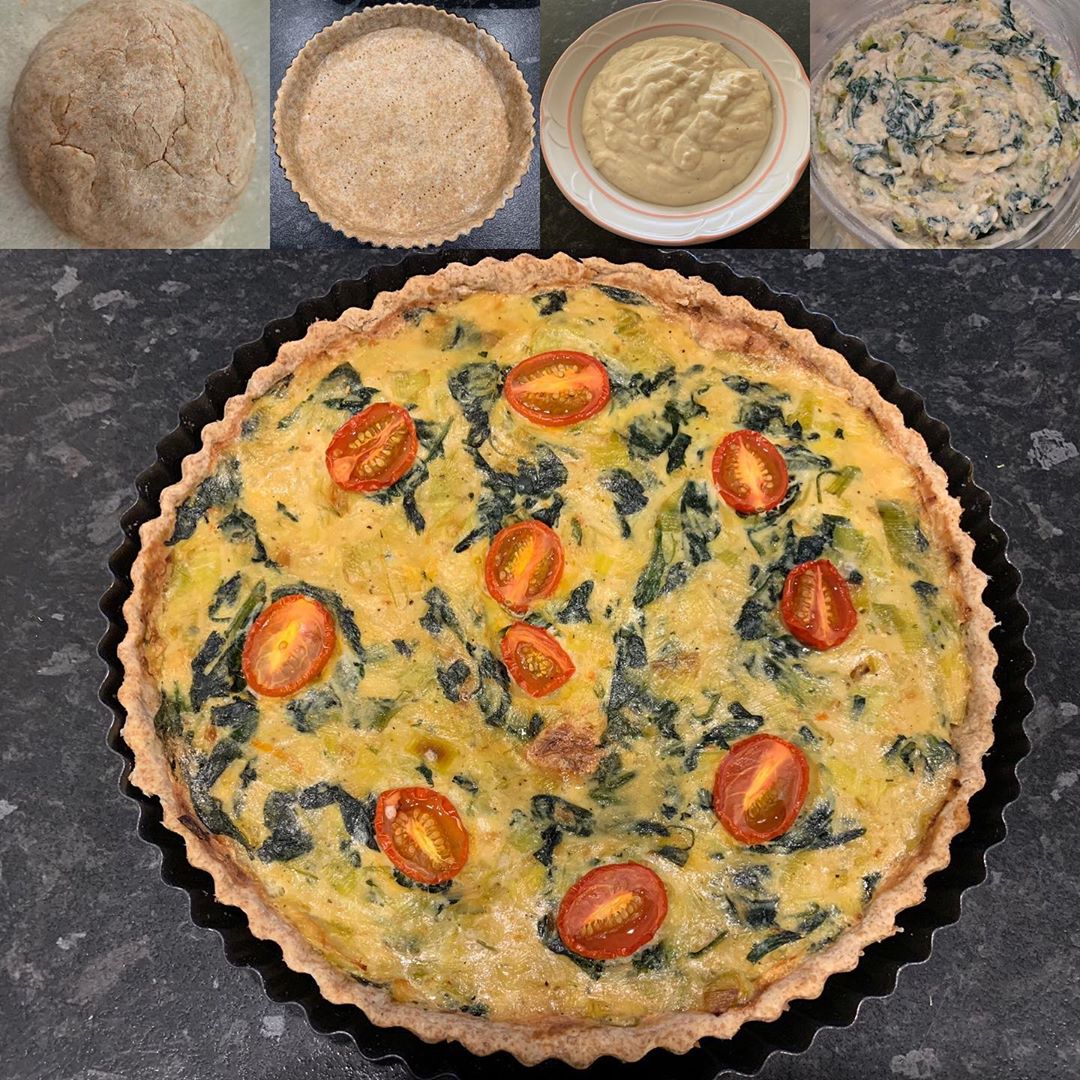 Leek and Spinach Olive Oil Spelt Tart