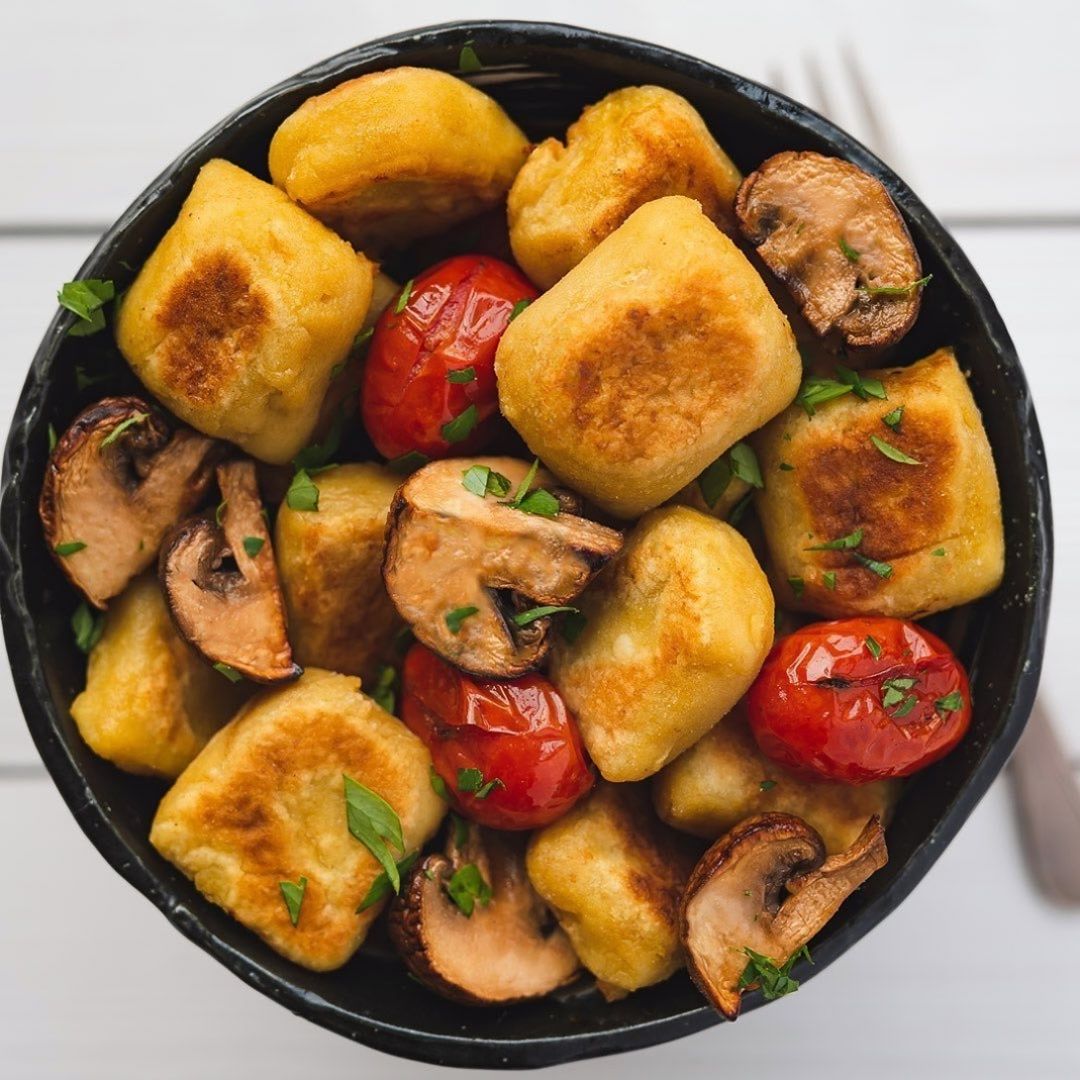 Comfort Size Tofu Gnocchi with Burst Tomatoes