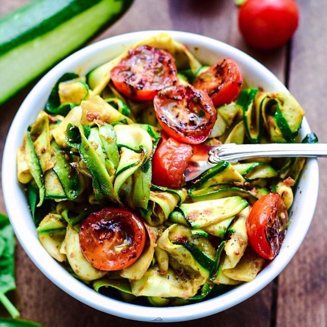 Sun-Dried Tomato Pesto W Zucchini Tagliatelle