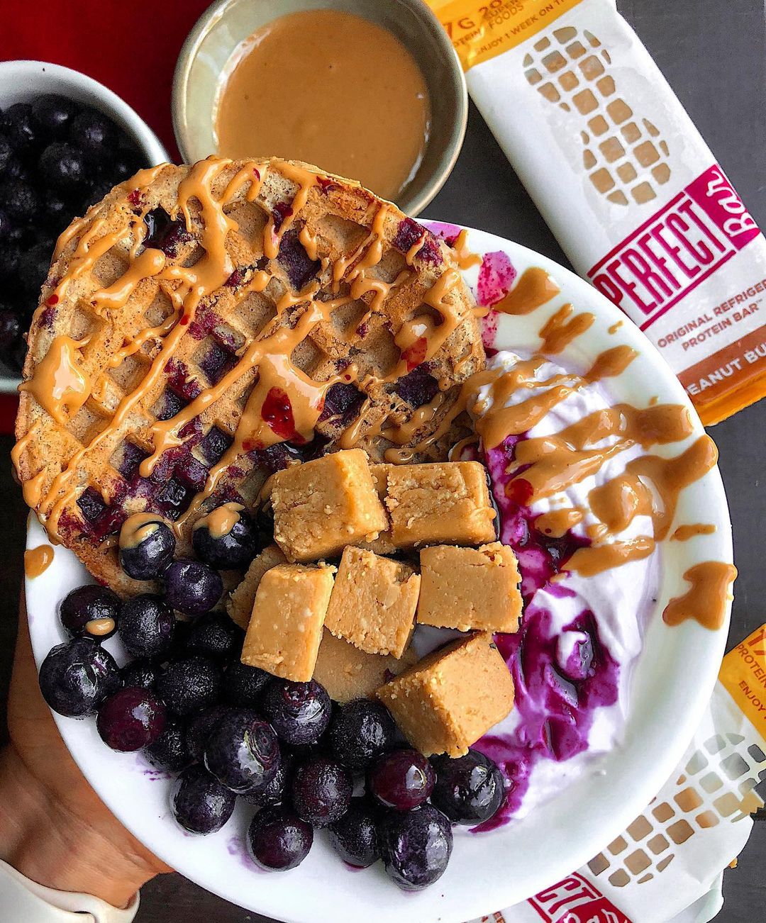 Waffle Bowl with Toppings and Protein Bar